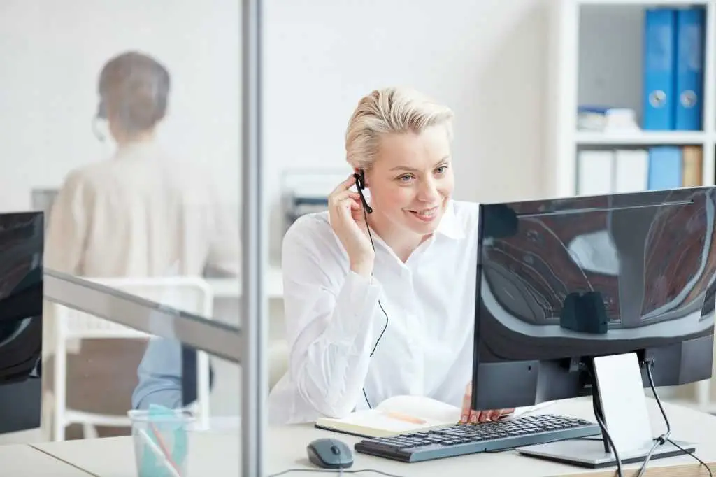 Female Operator Working in Customer Support Center